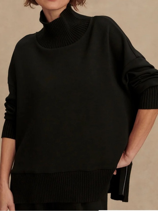 Varley Tops - VARLEY Barker High Neck Black DoubleSoft Sweatshirt Size Large, NWT